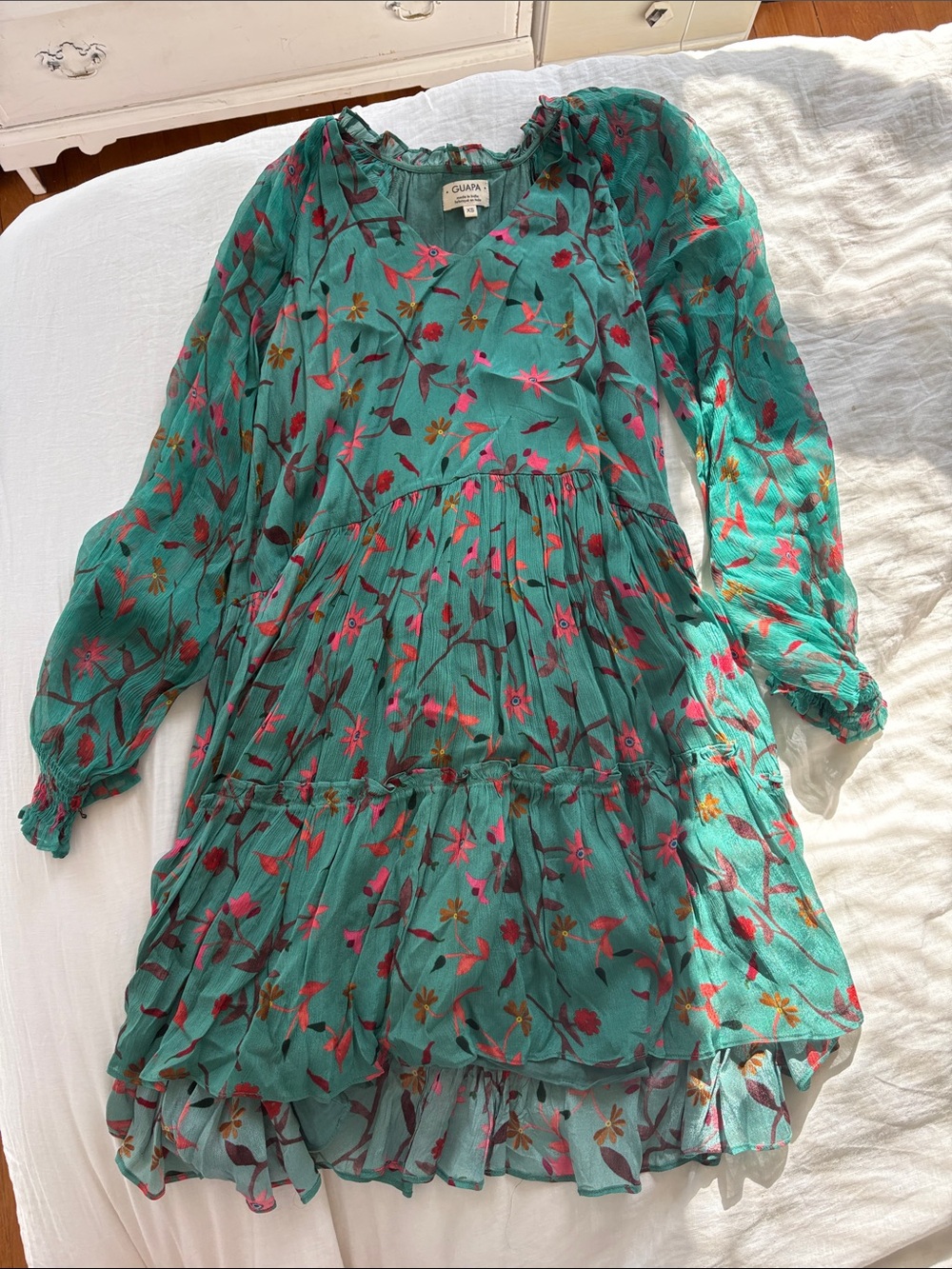 Anthropologie Teal Floral Dress